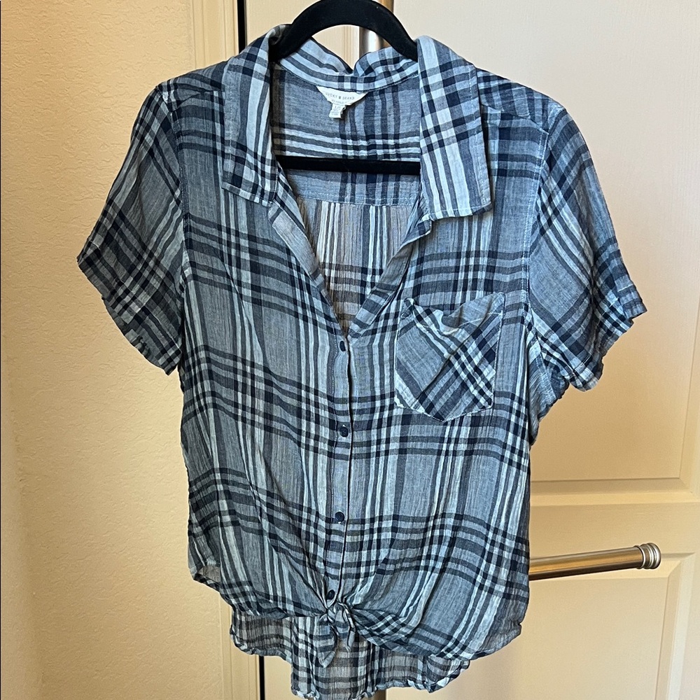 Lucky Brand Navy Plaid Button-Up Shirt